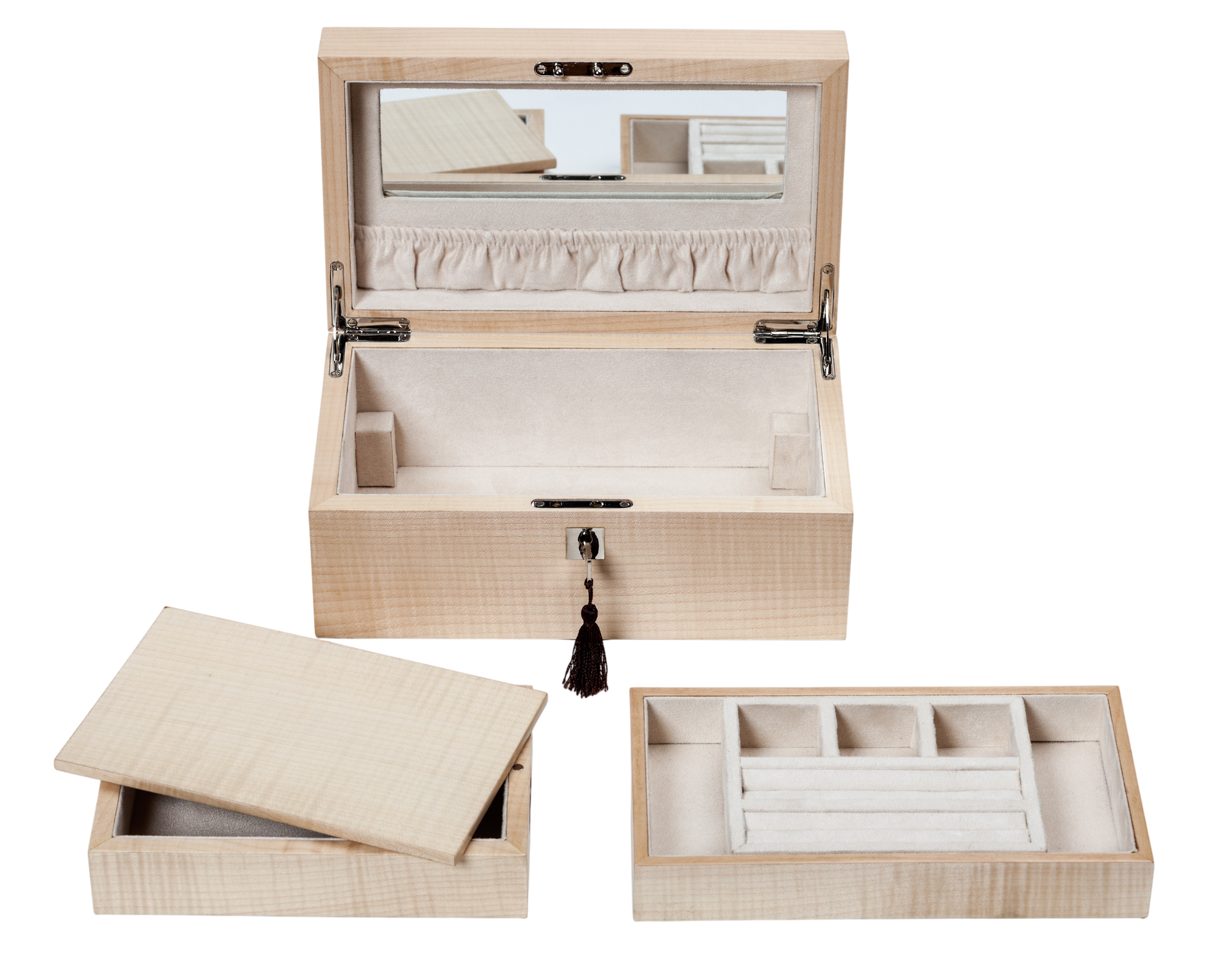 handcrafted figured sycamore jewellery box rare wood luxury gift UK