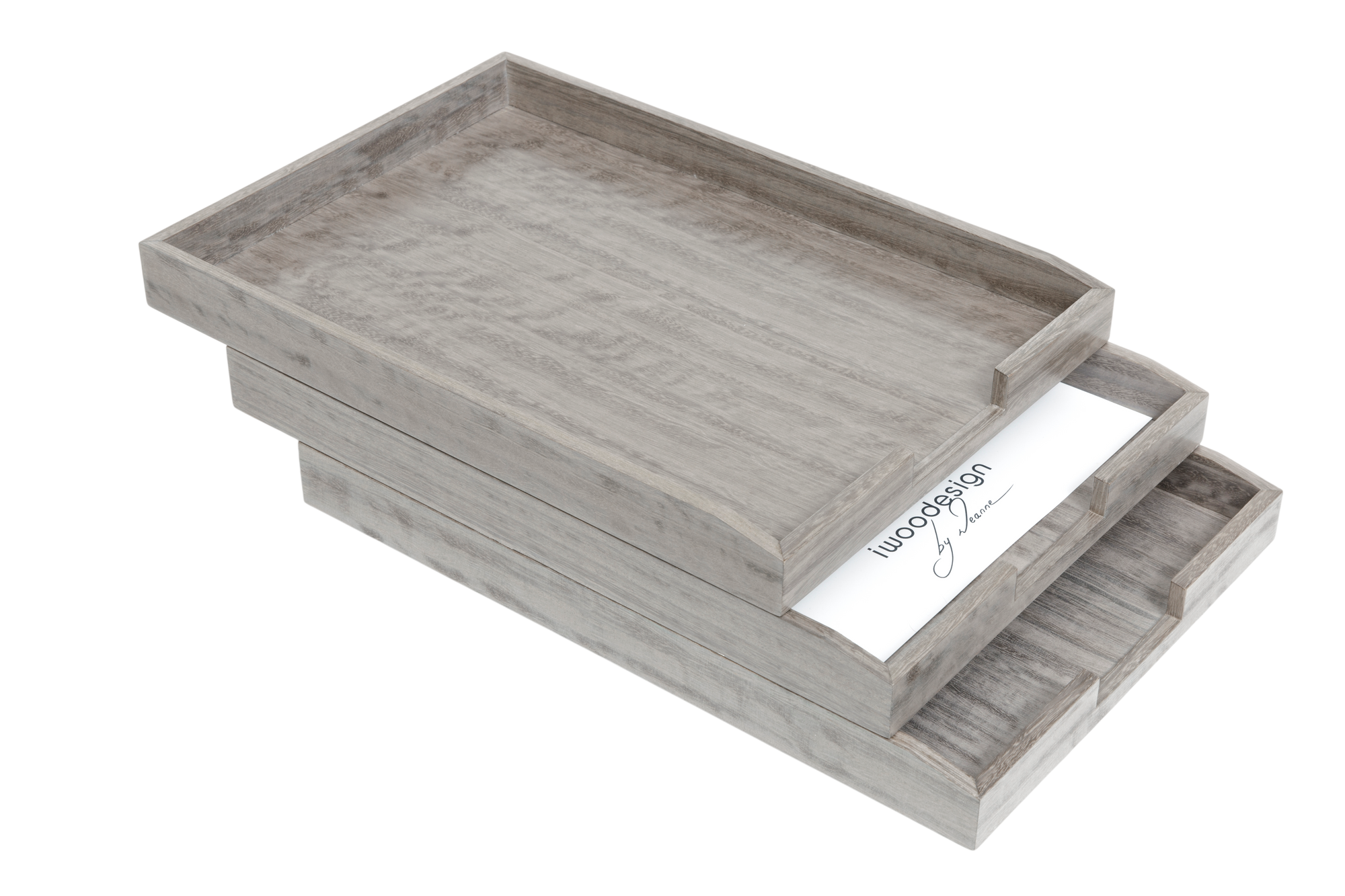 Set of 3 Stackable Letter Trays - Sterling Grey