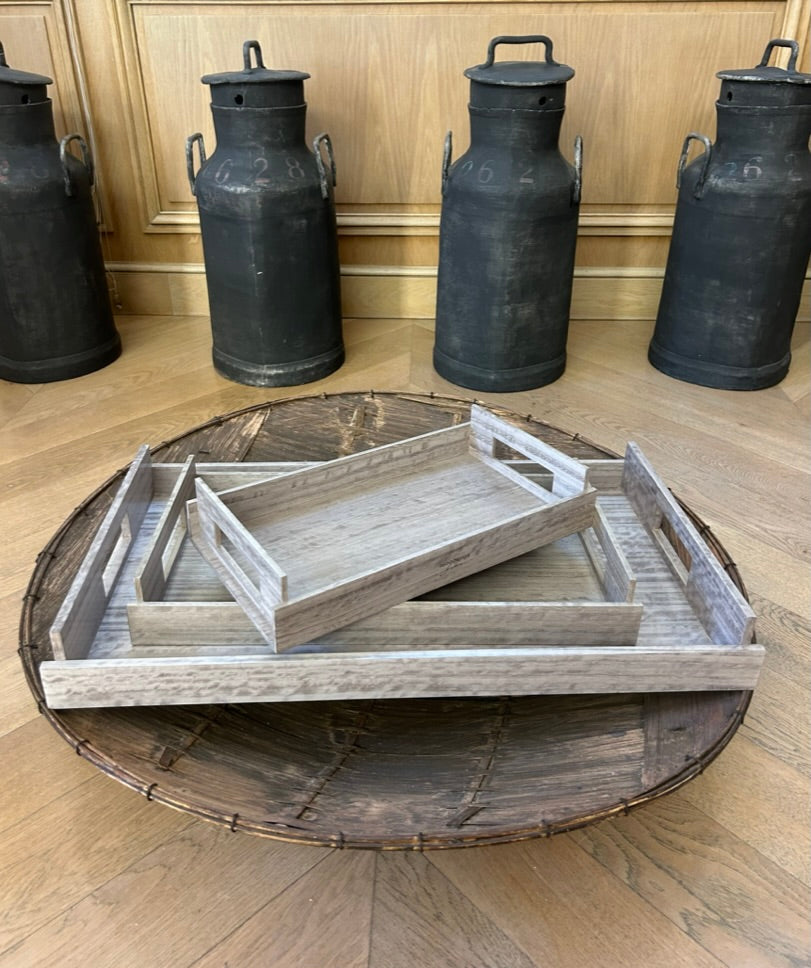 LARGE Wood Trays - Sterling Grey