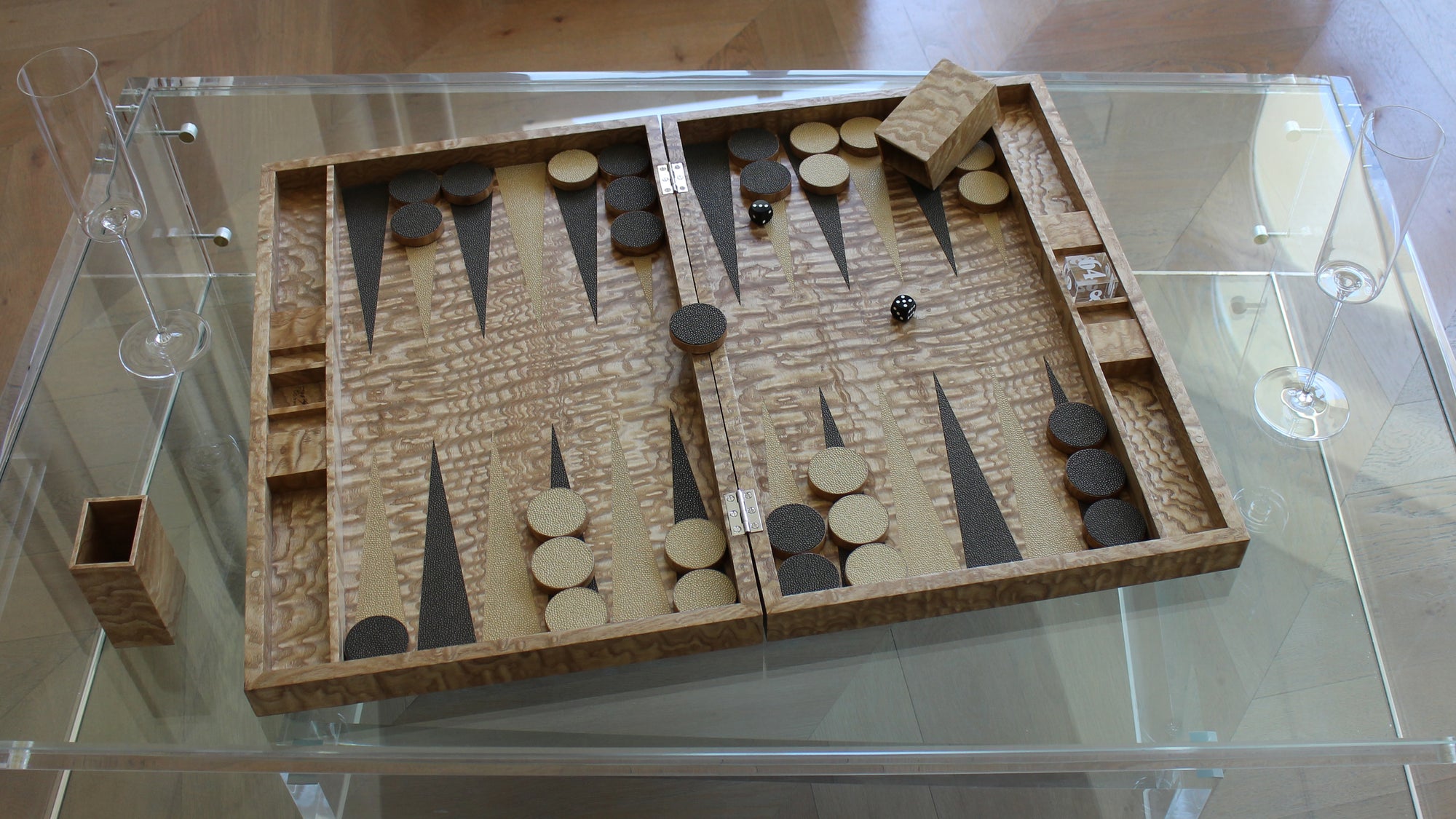 Tamo Ash Exclusive Creations Backgammon Set (Copper Black & Gold)