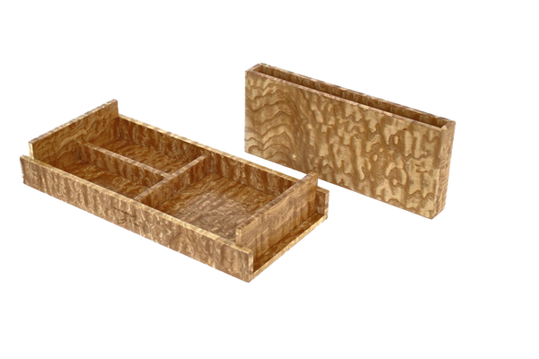 handcrafted Tamo Ash coin tray rare wood luxury desk accessory UK