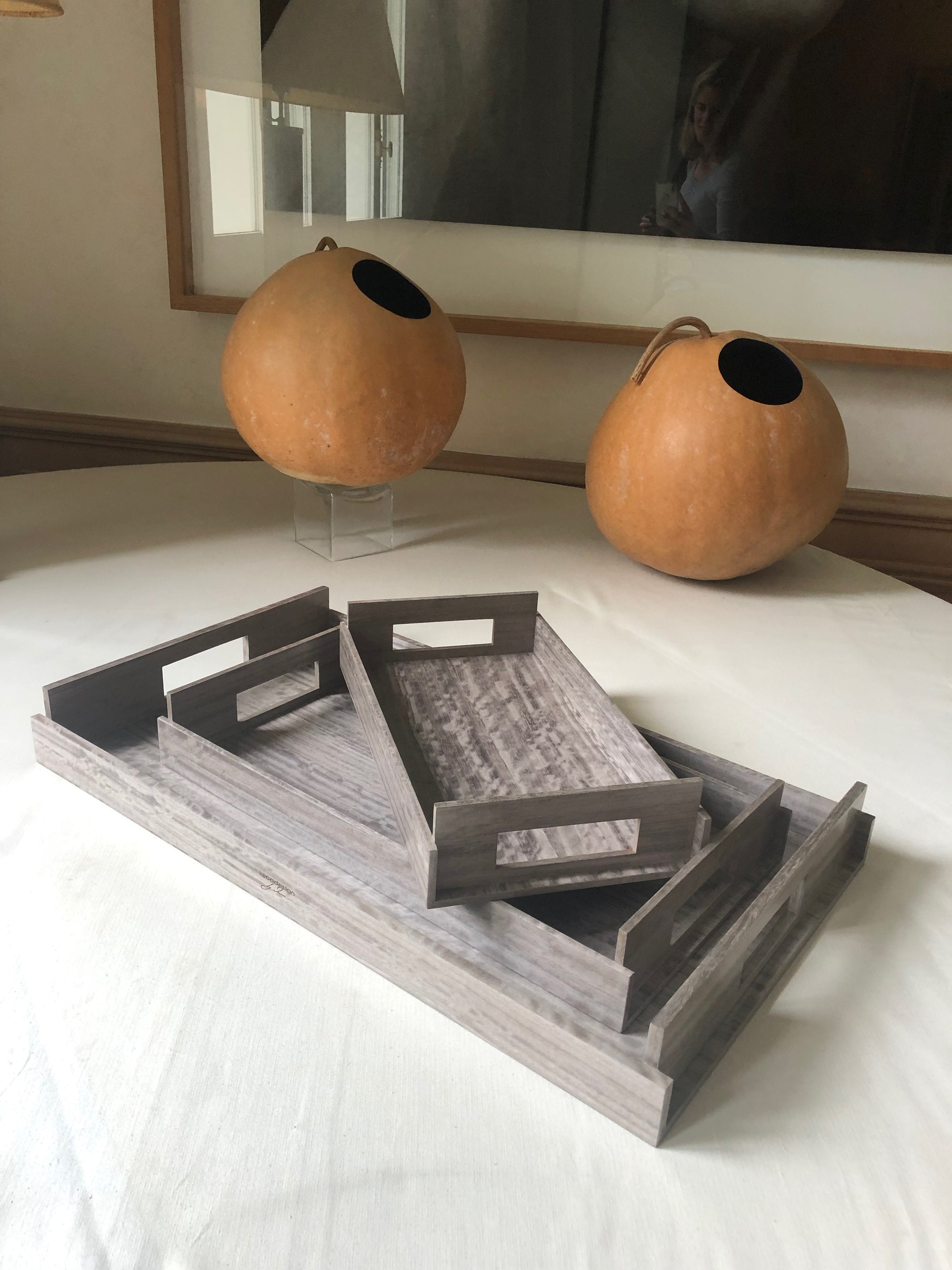 LARGE Wood Trays - Sterling Grey