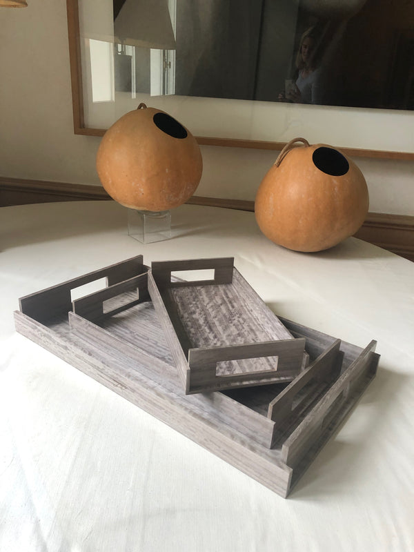 LARGE Wood Trays - Sterling Grey