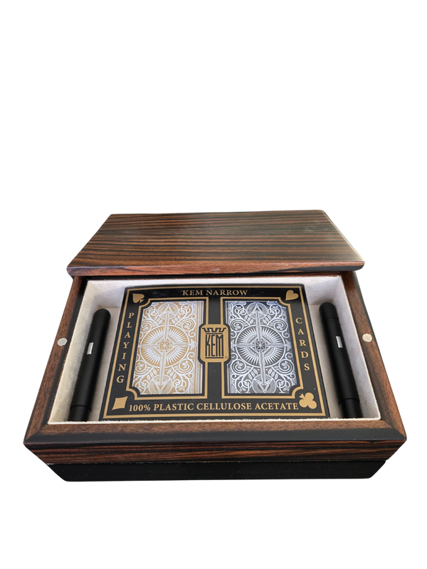 handcrafted royal ebony macassar bridge set rare wood luxury card game gift UK
