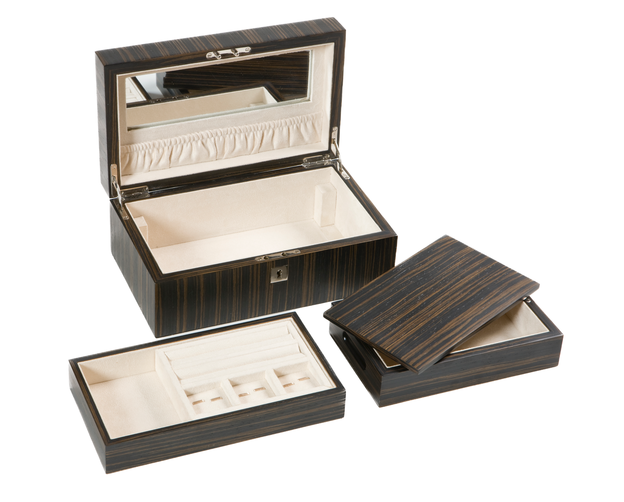 handcrafted dark ebony jewellery box rare wood luxury gift UK