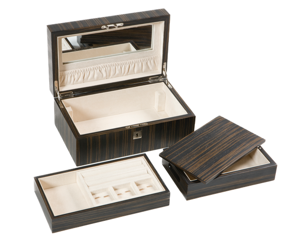 handcrafted dark ebony jewellery box rare wood luxury gift UK