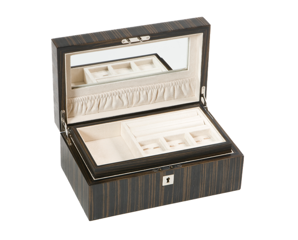 handcrafted dark ebony jewellery box rare wood luxury gift UK