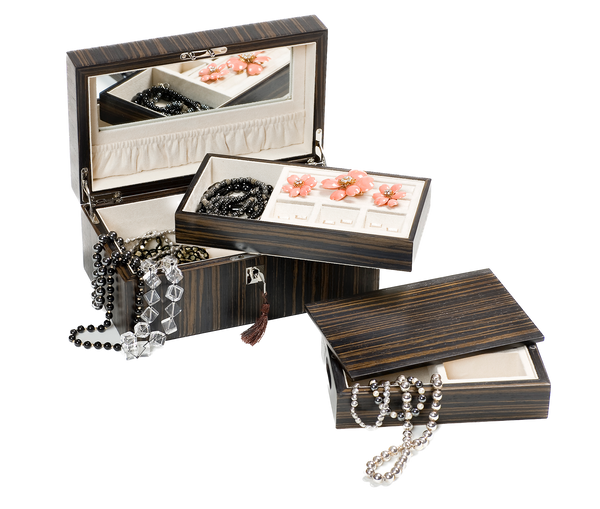 handcrafted dark ebony jewellery box rare wood luxury gift UK