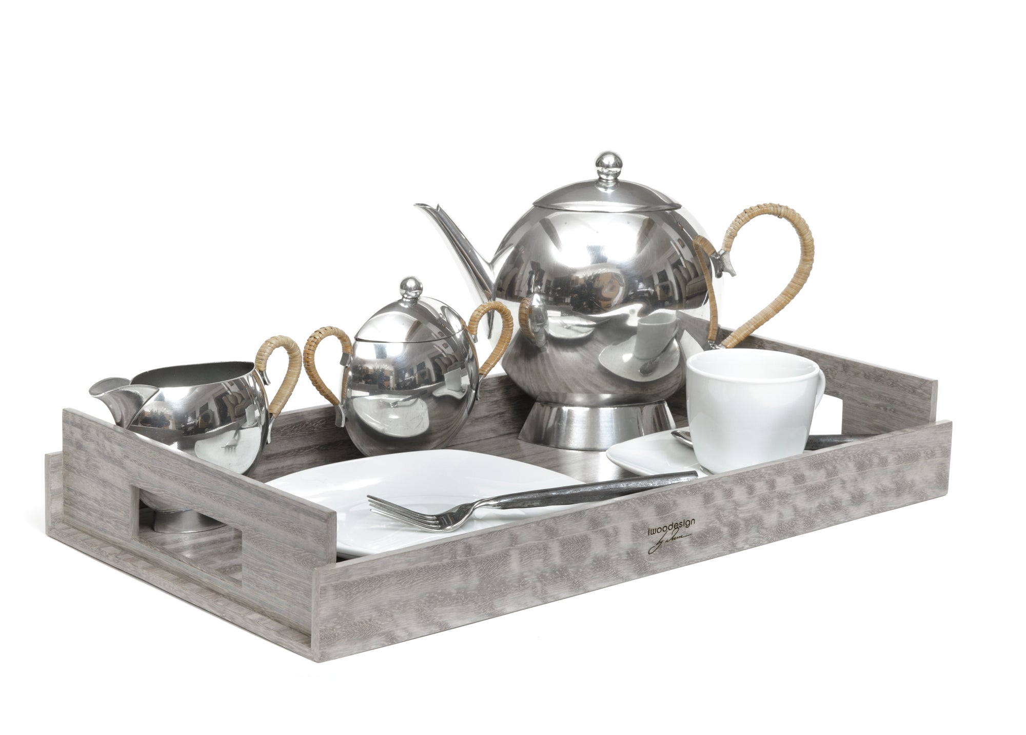 Nest of Wood Trays - Sterling Grey