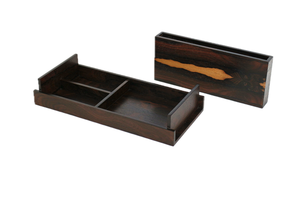 handcrafted ziricote pen box and coin tray rare wood luxury gift UK