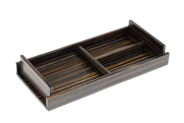 handcrafted dark ebony coin tray rare wood luxury desk accessory UK