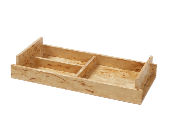 handcrafted karelian birch coin tray rare wood luxury desk accessory UK