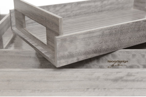 SMALL Wood Trays - Sterling Grey