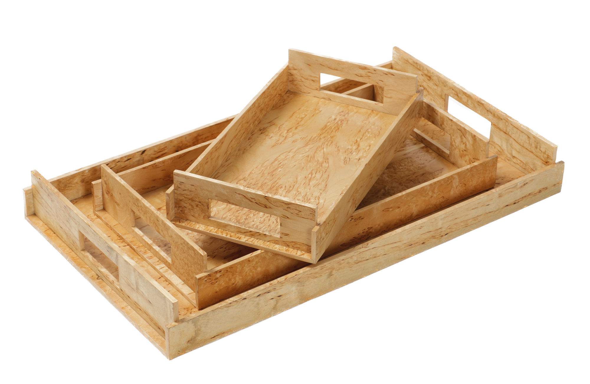 Karelian Birch Exclusive Creations Nest of Trays