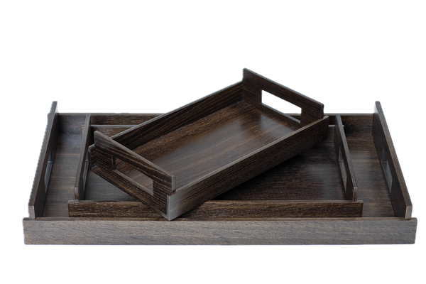 Nest of Wood Trays - Smoked Oak