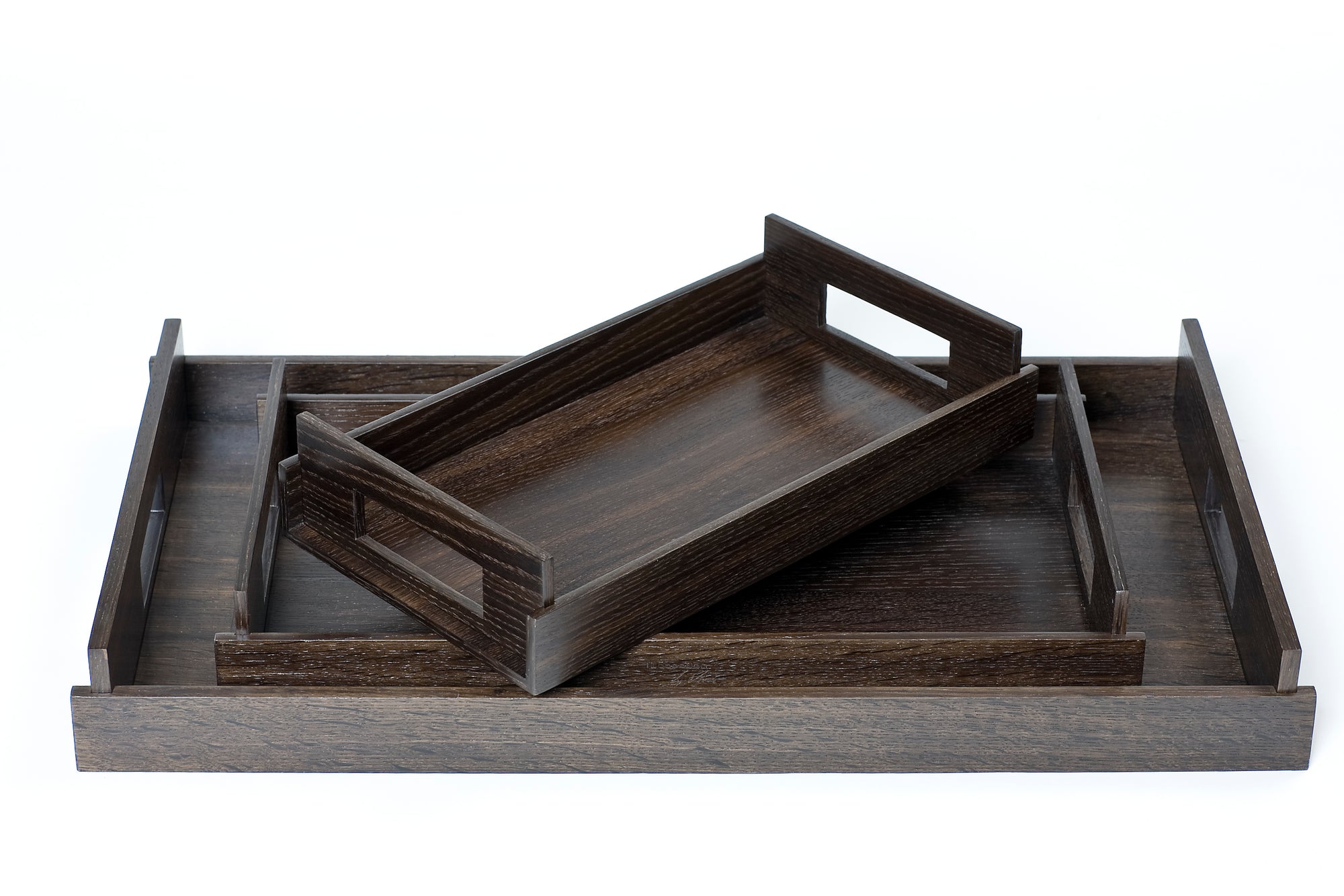 Nest of Wood Trays - Smoked Oak