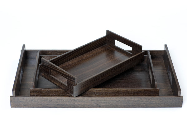 Nest of Wood Trays - Smoked Oak