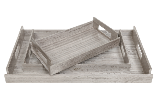 Nest of Wood Trays - Sterling Grey