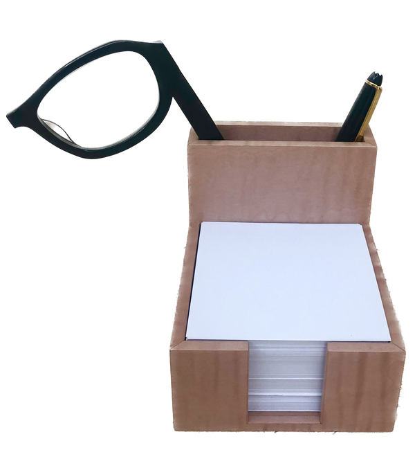 Note & Pen Holder - Blush Curly Maple