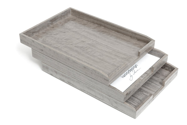 Set of 3 Stackable Letter Trays - Sterling Grey