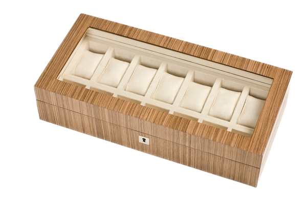 handcrafted warm walnut watch box rare wood luxury gift UK