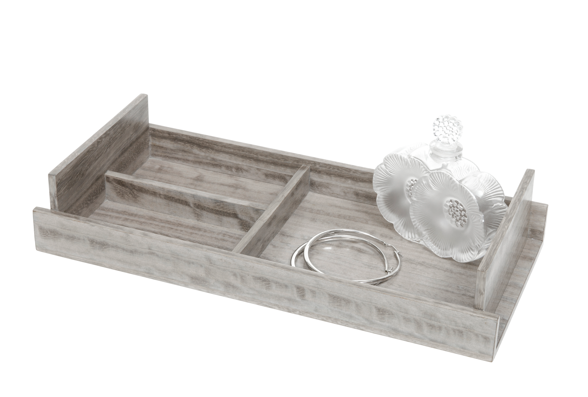 handcrafted grey figured eucalyptus coin tray rare wood luxury desk accessory UK