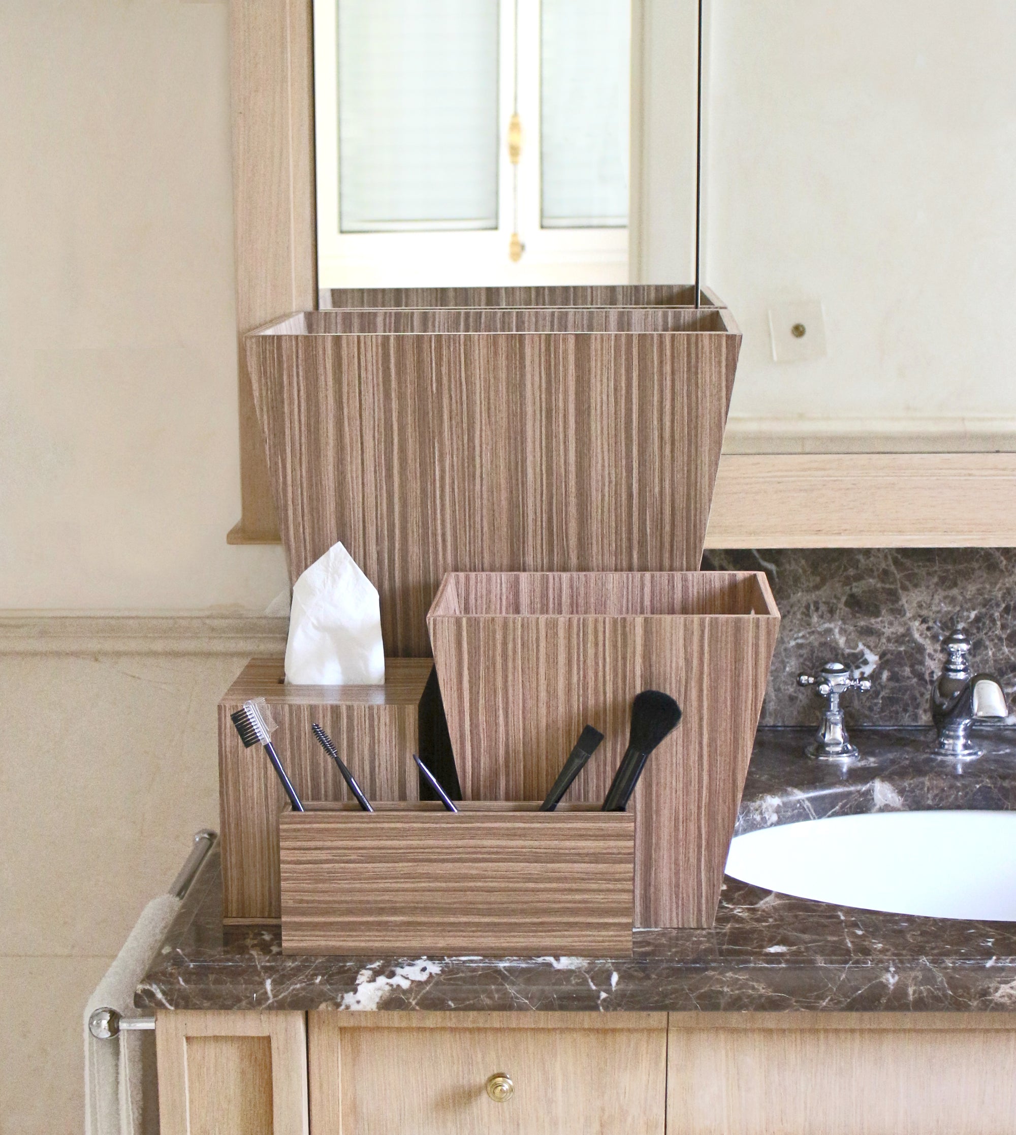 Bathroom Accessories Set- Warm Walnut