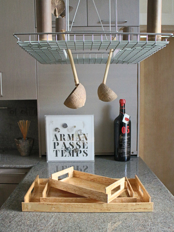 Karelian Birch Exclusive Creations Nest of Trays