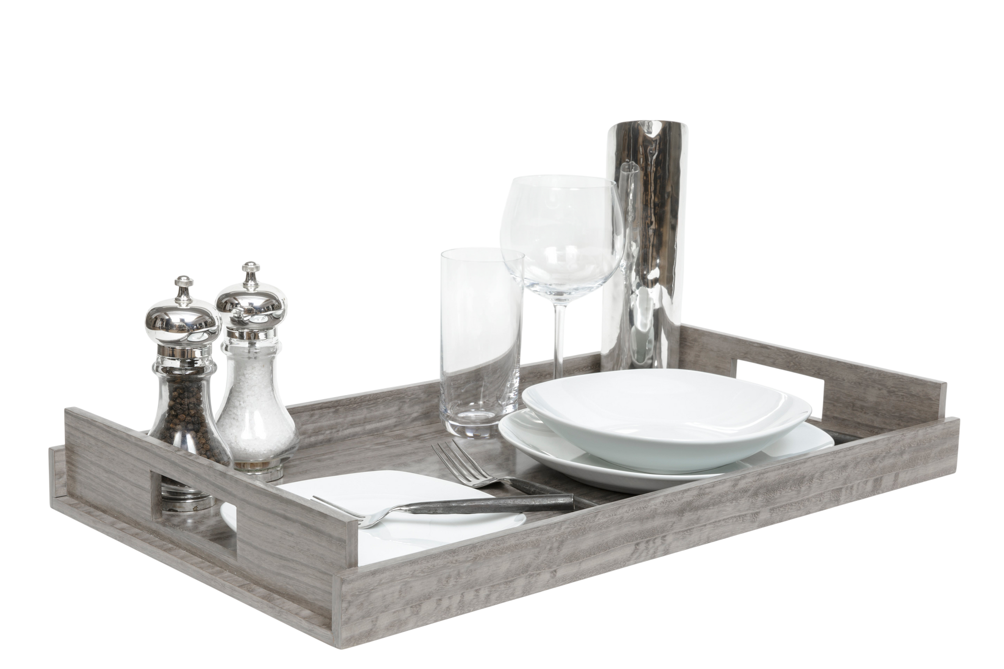 Nest of Wood Trays - Sterling Grey