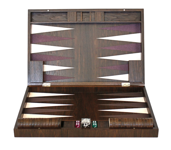 handcrafted smoked oak backgammon set rare wood luxury gift UK