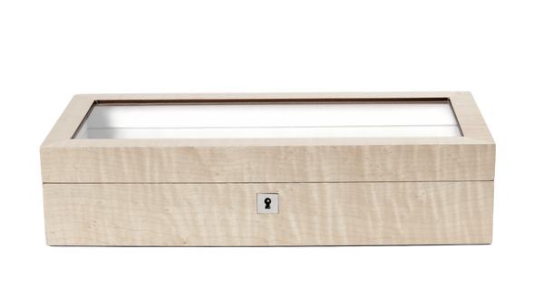 handcrafted figured sycamore watch box rare wood luxury gift UK